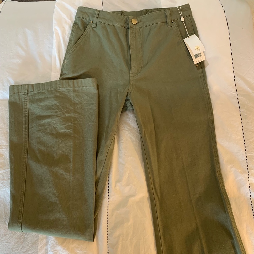Tory Burch High Waisted Wide Leg Green Pants